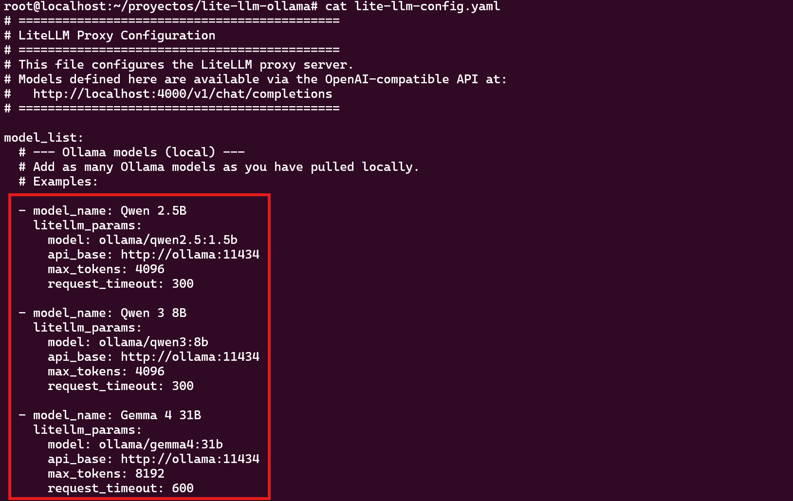 Modelos preconfigurados en lite-llm-config.yaml