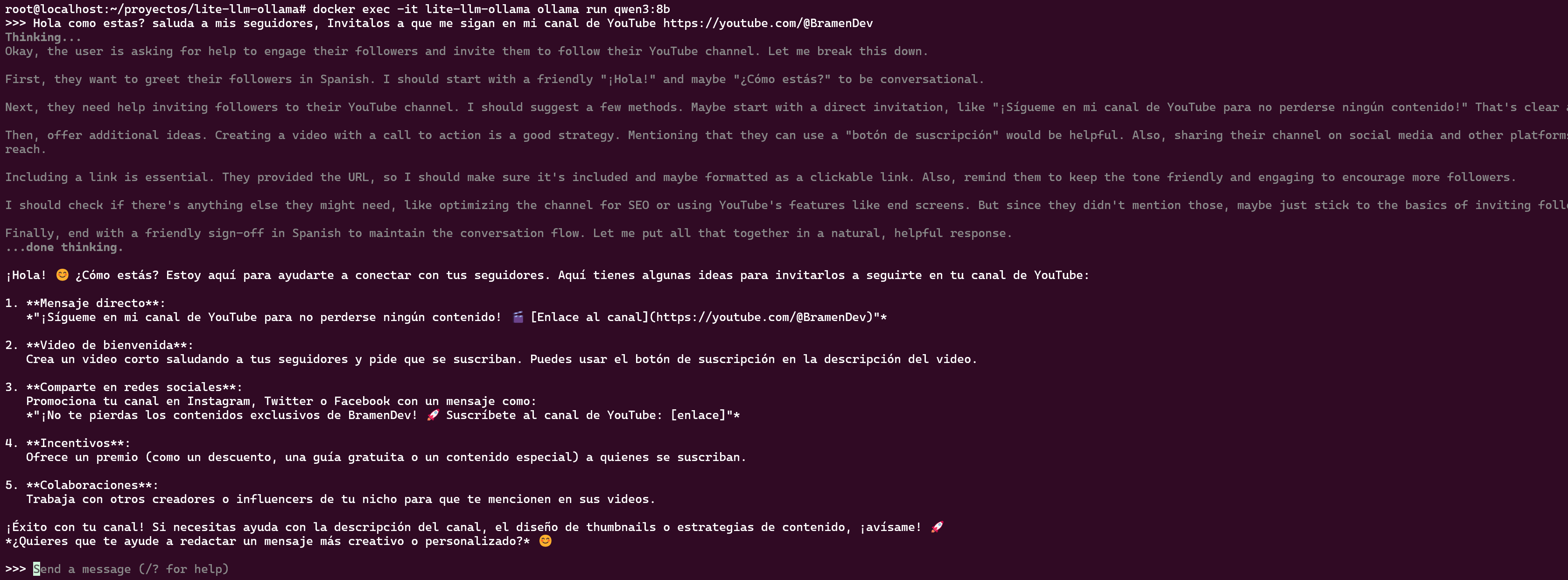 Sesión interactiva con Ollama