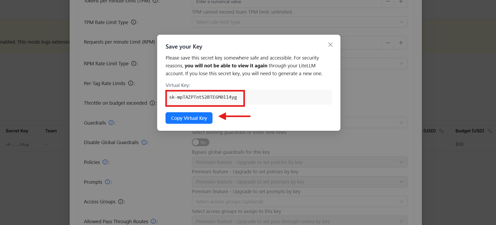 API Key generada exitosamente