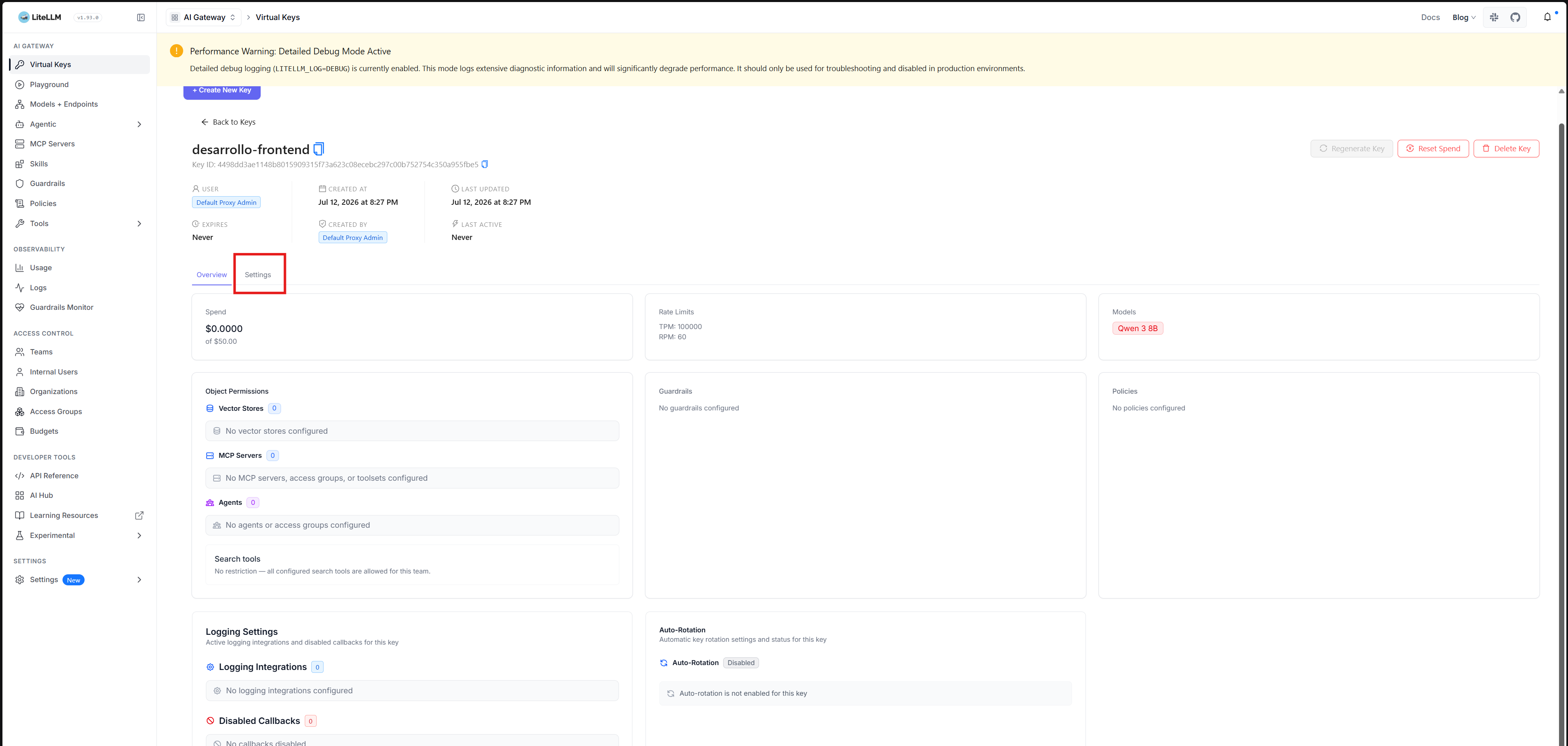 Detalle de API Key