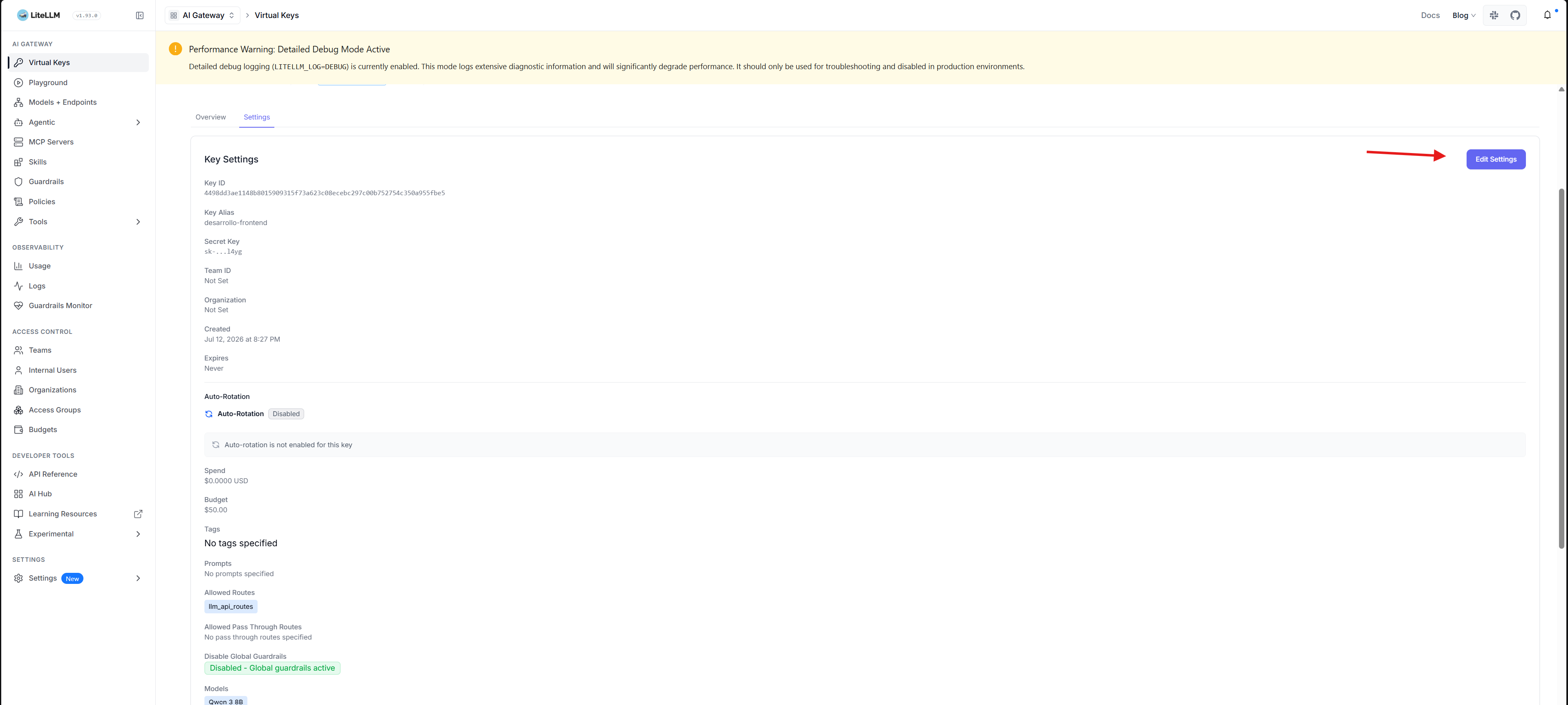 Editar y revocar API Key